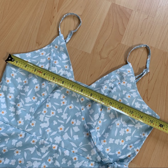 Blue Floral Faux Wrap Dress - Picture 8 of 10